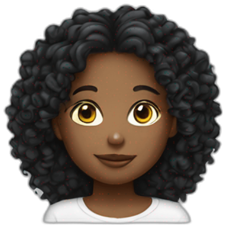 Girl curly haïr black emoji