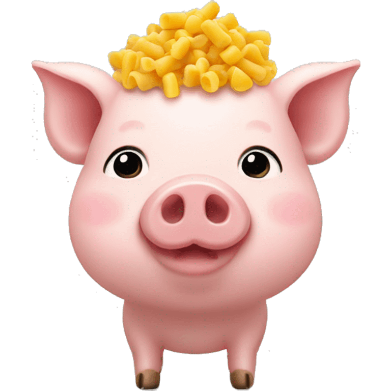 Little pig with yellow Macaroni hair emoji