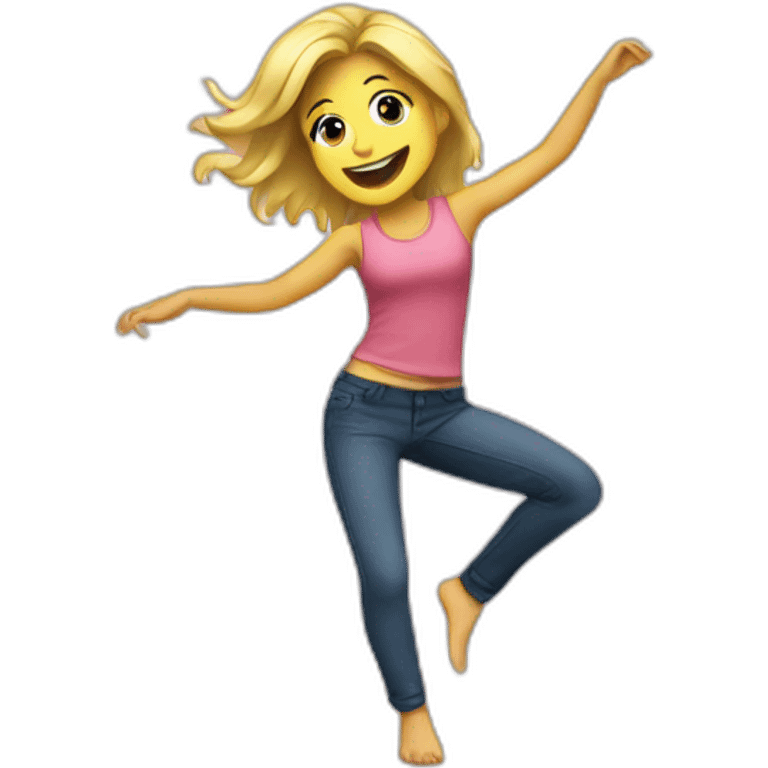 blonde girl dancing and singing in her room emoji