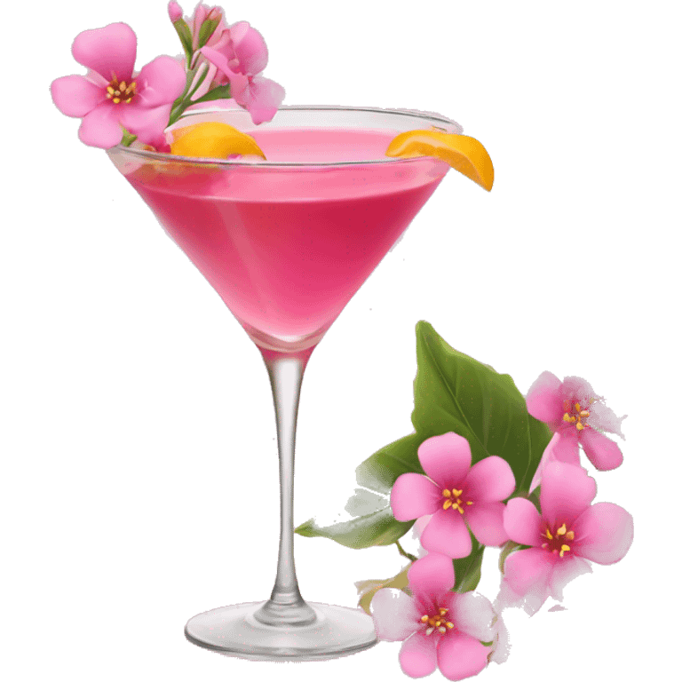 Cocktail with pink flowers emoji