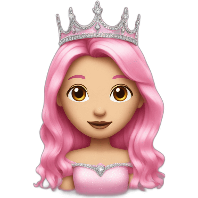 pink princess with crown black eye long hair emoji