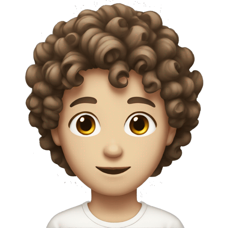 boy with brown eyes curly hair, white skin emoji