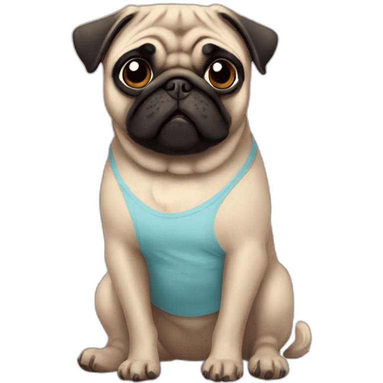 pug wearing a t-shirt emoji