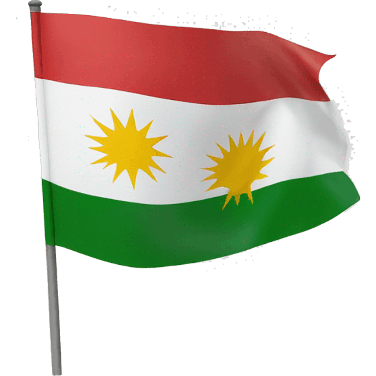 Kurdistan flag with red on top white in middle and green at bottom with a sun in middle emoji