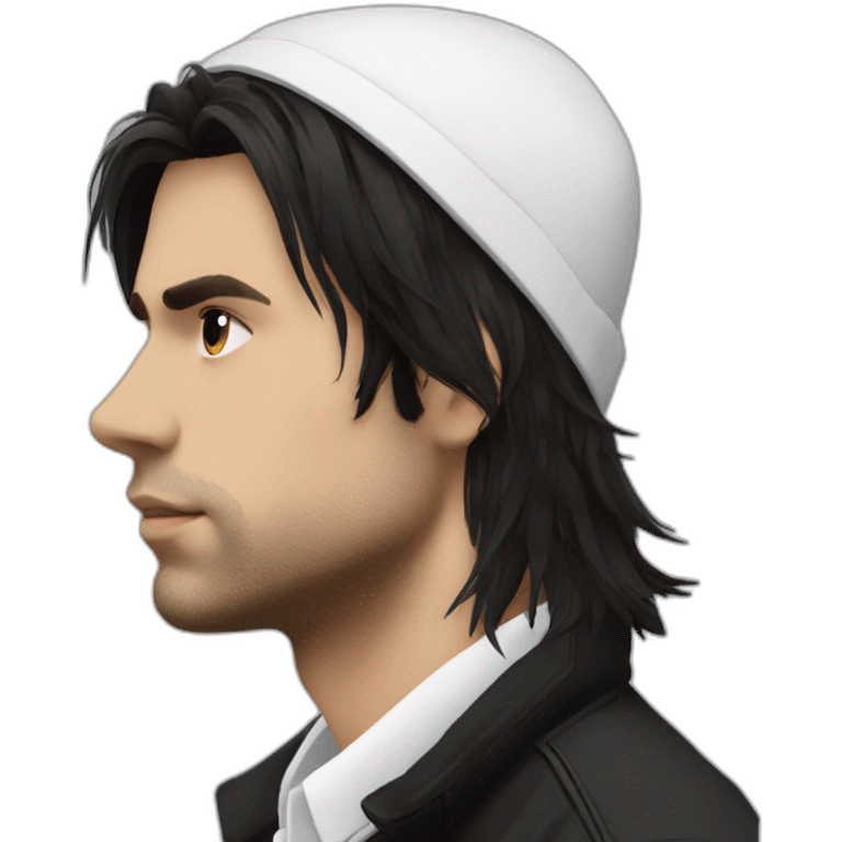 Orelsan black hairs with a White streak  france emoji