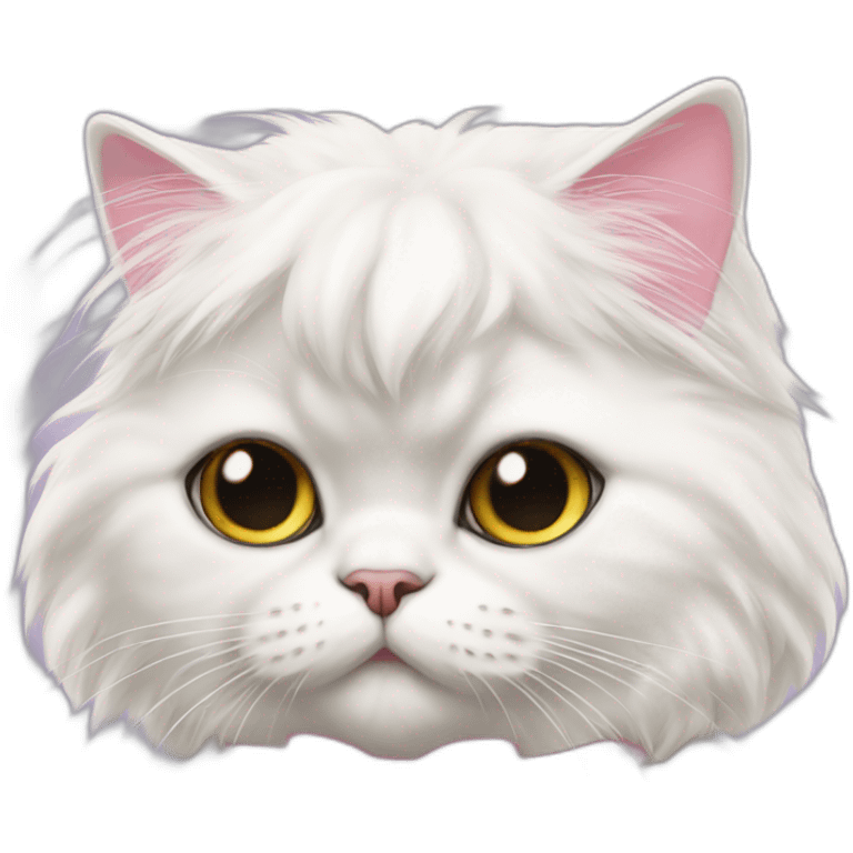 white persian cat with a pink bow on its head emoji