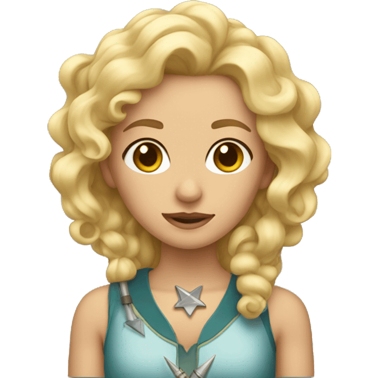 blonde with curls and arrows emoji