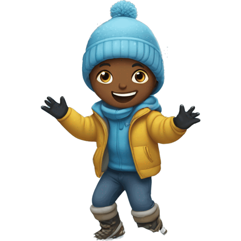 Kid playing in snow emoji