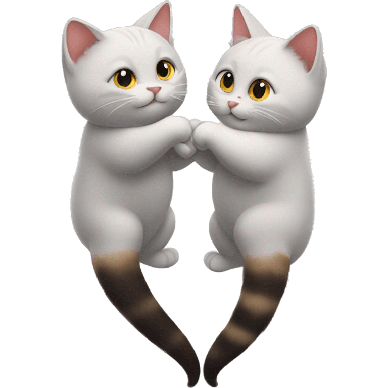 Two cats tails making a heart shape emoji