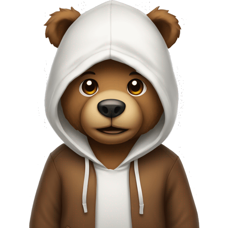 Brown teddy bear with white hoodie emoji