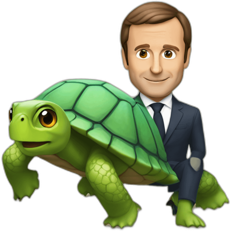 Macron sur tortue emoji