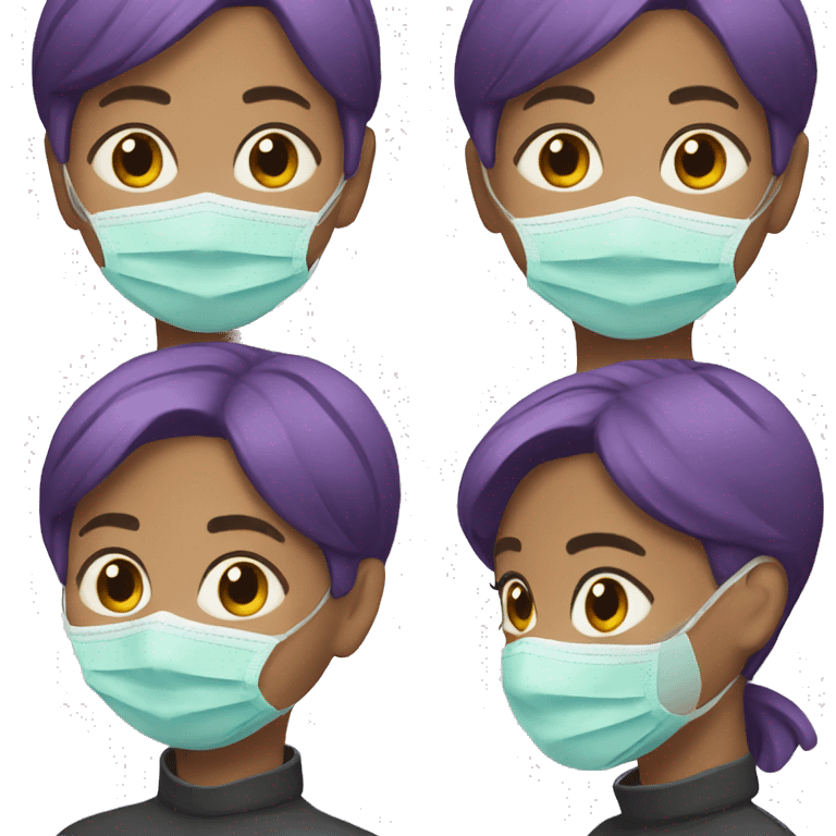 Woman with short purple hair with oxygen mask emoji