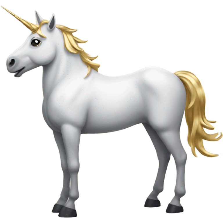 Unicorn with gold horns and hoofs emoji