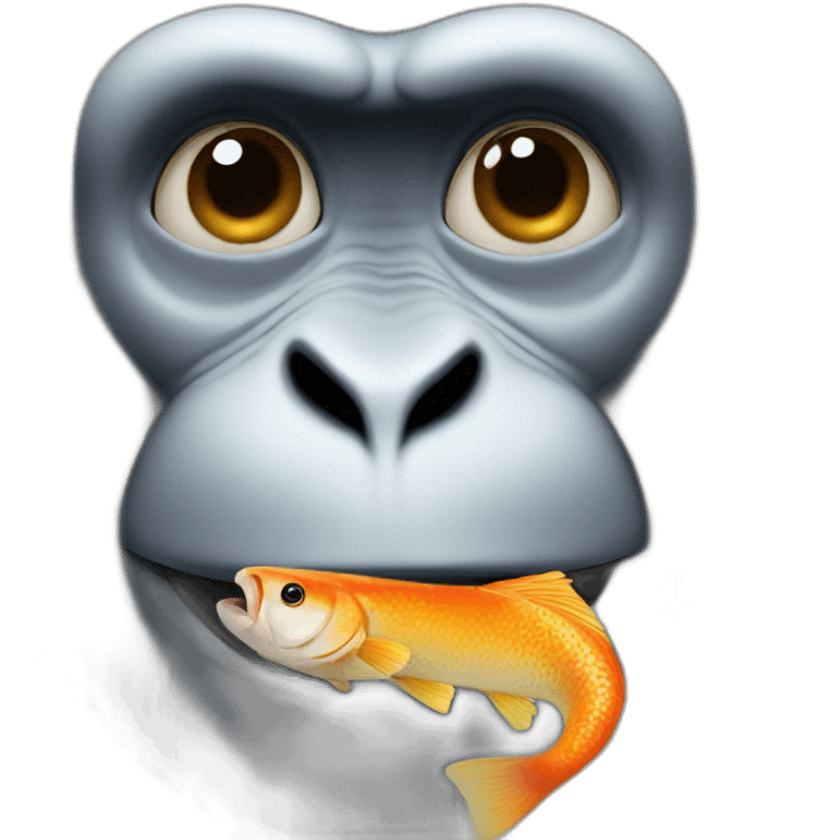 monkey eating a fish with ice spice emoji