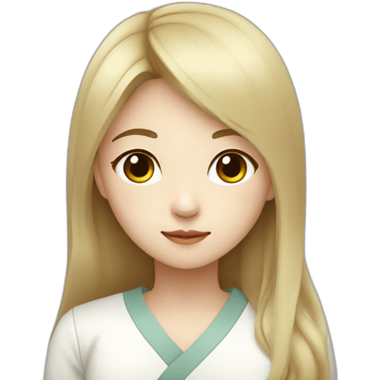 korean blond woman medium hair straight korean clothes emoji