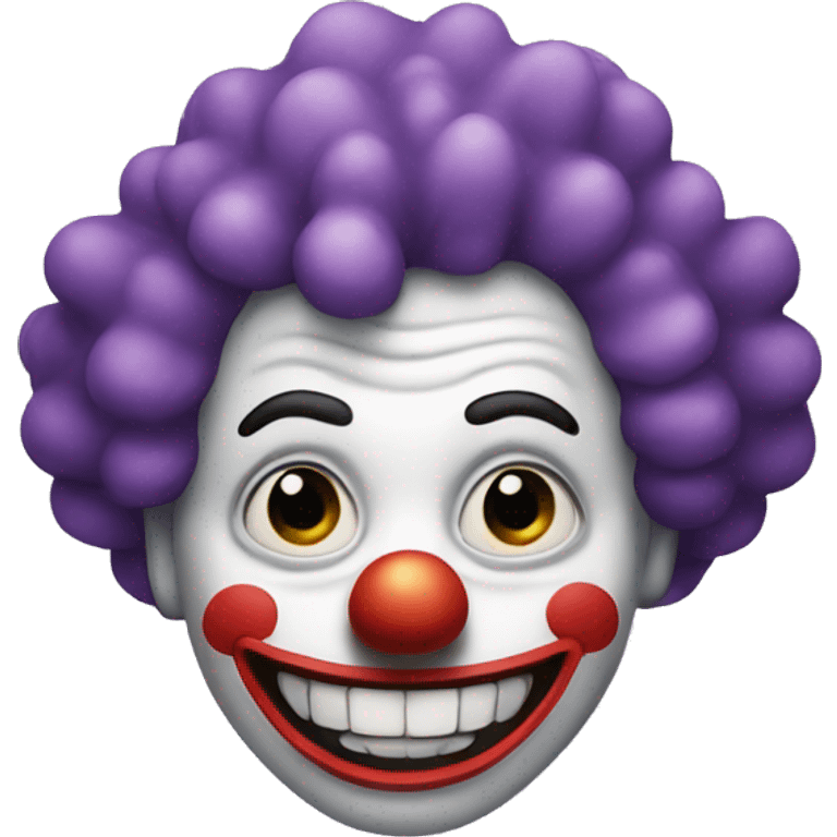 Clown emoji with a wide grin. Really creepy. emoji