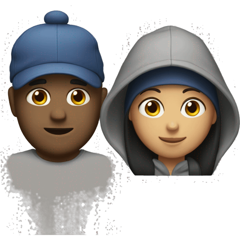 an couple, the guy wearing cap and hoodie.  emoji