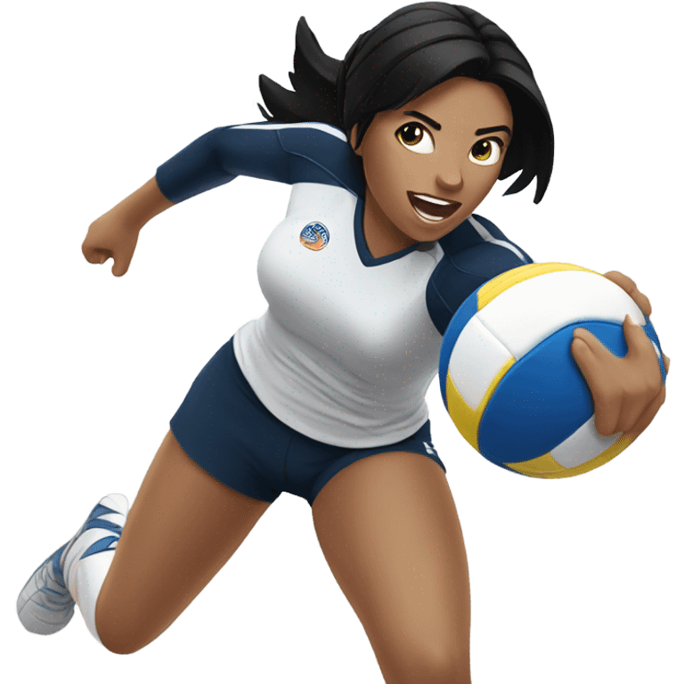 Voley player female with black hair playing emoji