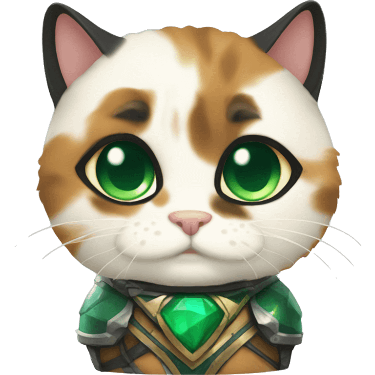 Fat calico cat with emerald armor  emoji