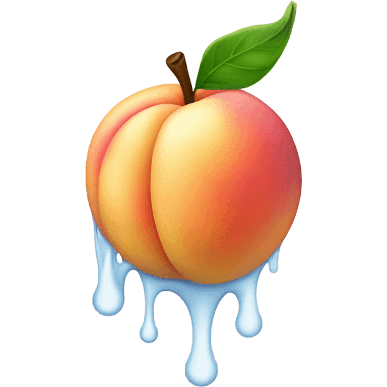 Peach dripping white towards the middle to the end emoji