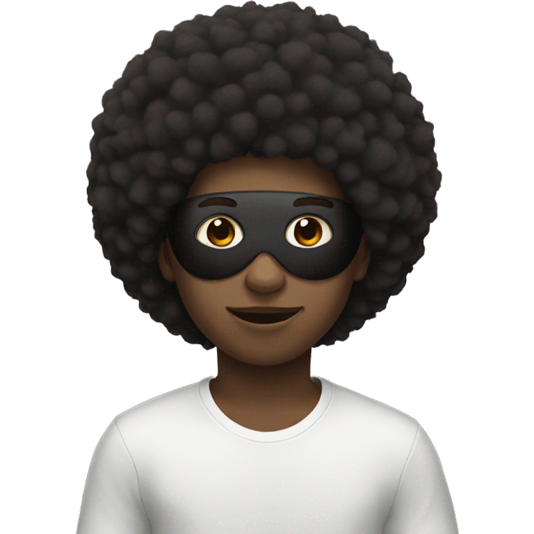 Boy with Afro and panda face mask  emoji