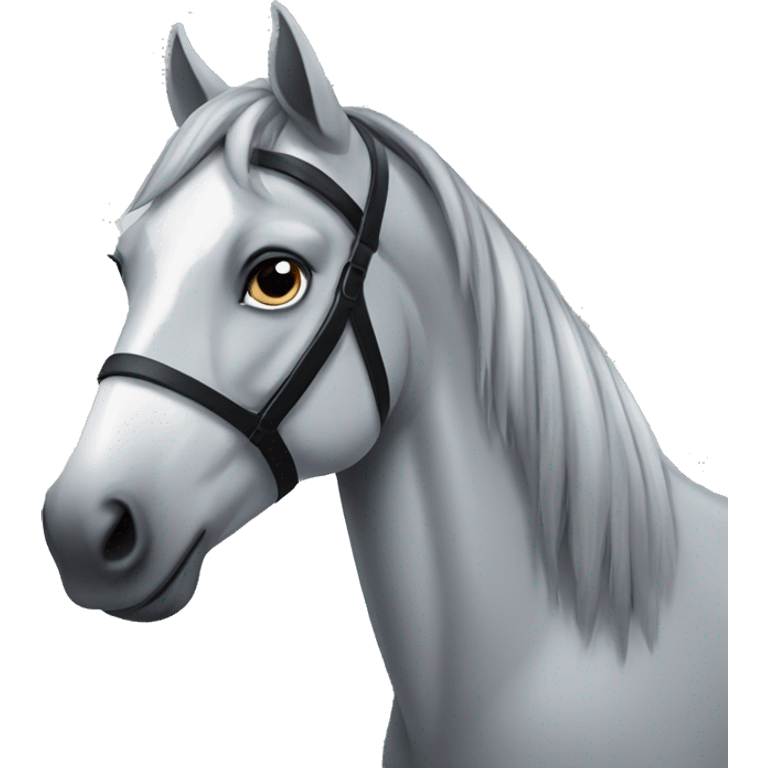 a grey horse with a black mane emoji