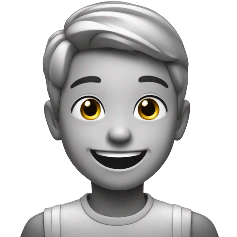 smiling boy in monochrome emoji