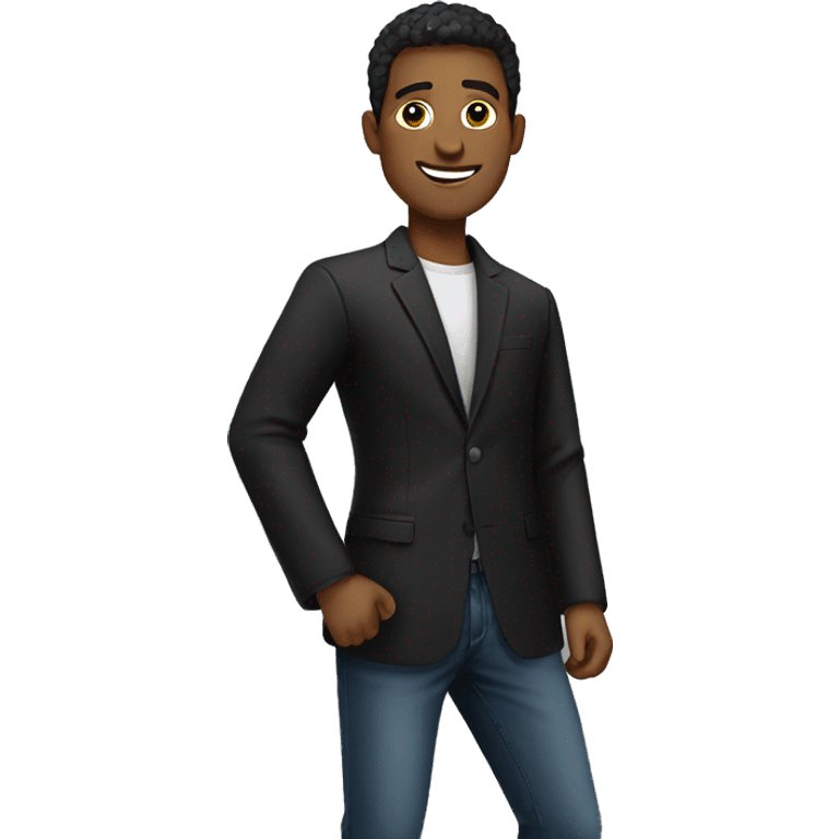 confident male in black jacket emoji