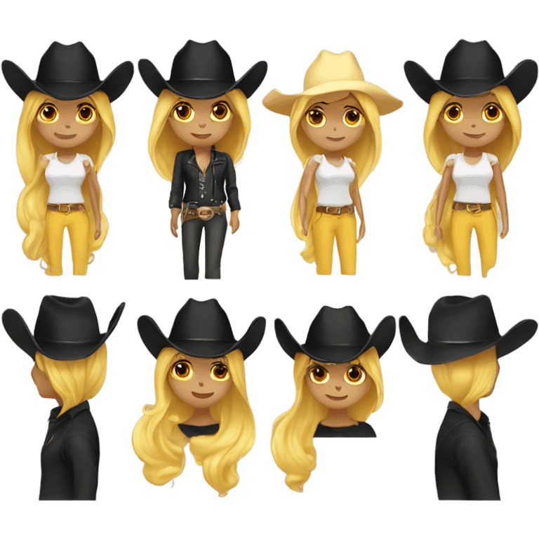 girl with black cowboy hat, default yellow skin emoji