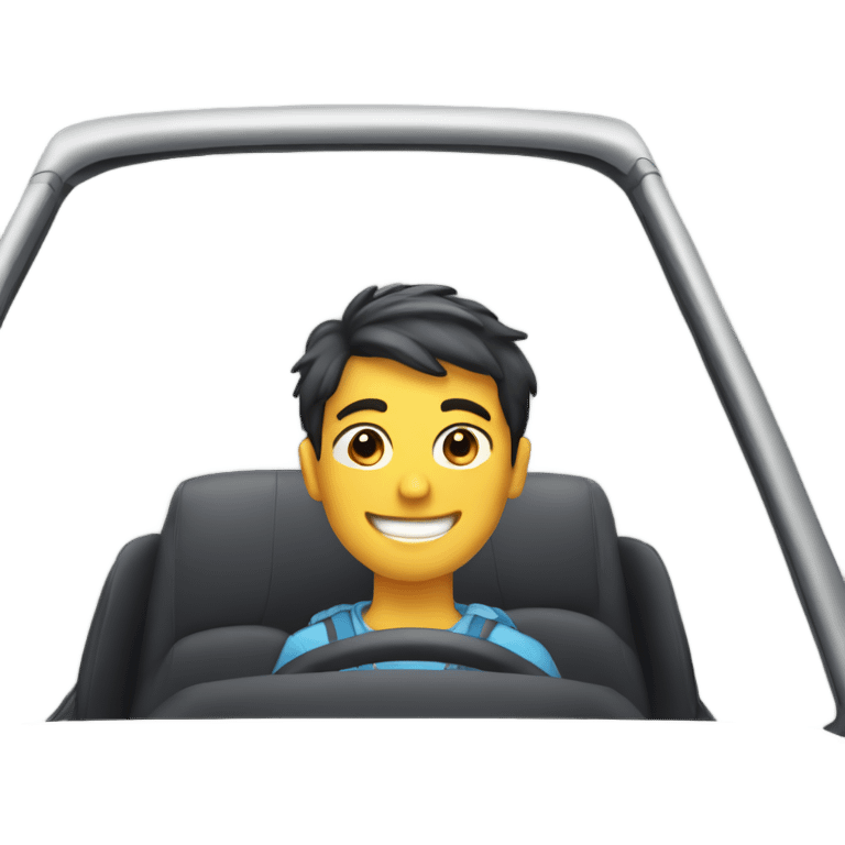 smiling boy in car emoji