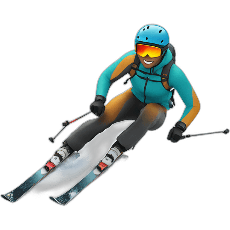 Skier from side riding down a hill emoji