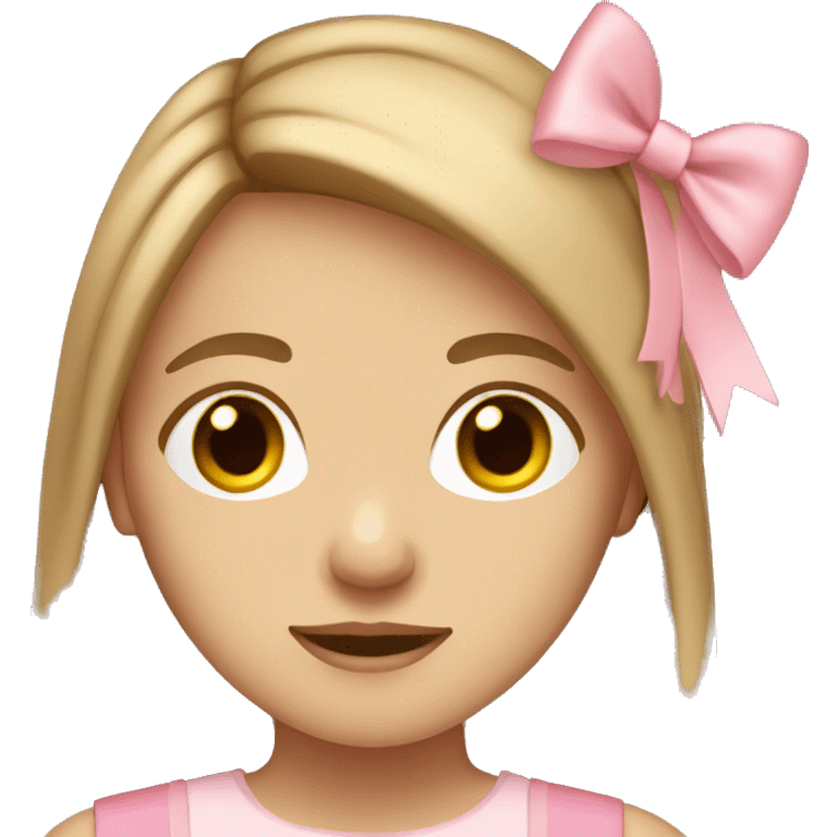 Teenager girl long light Brown hair light-pink bow emoji