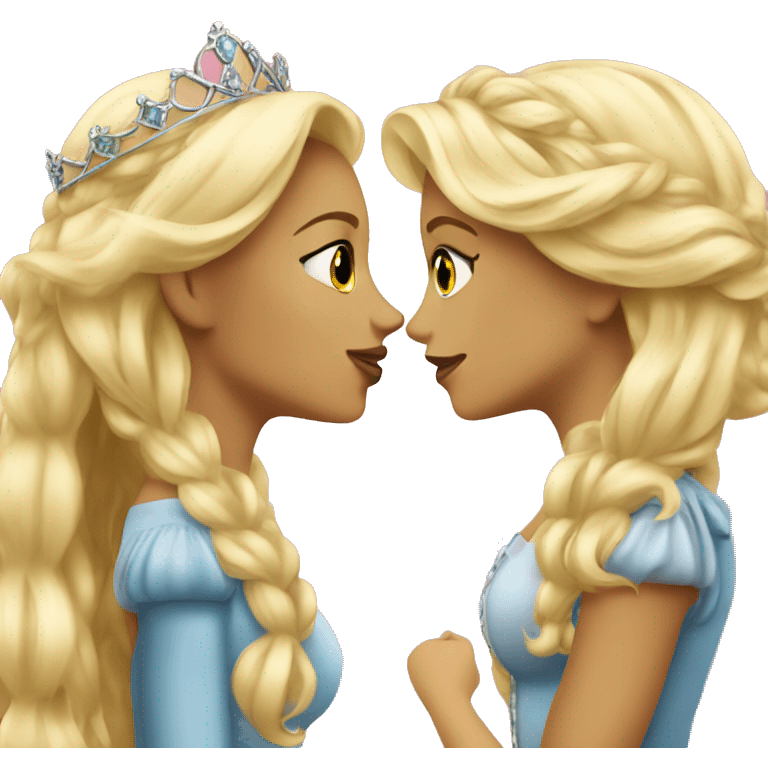 2 women princesses couple blonde kiss emoji