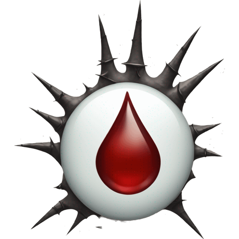 An image of a hand with a thorn piercing through the skin, showing a small drop of blood, set against a natural background with sharp thorns visible emoji