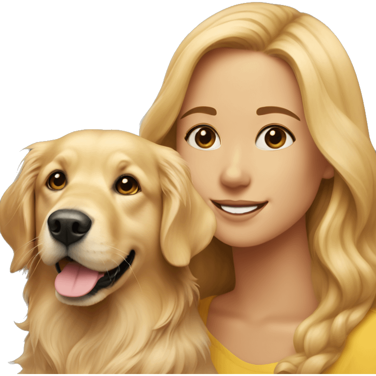 Golden retriever and a young woman  emoji