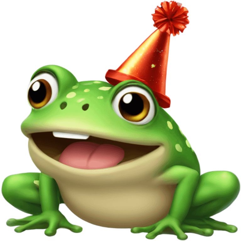 Happy Frog wearing happy new year hat emoji