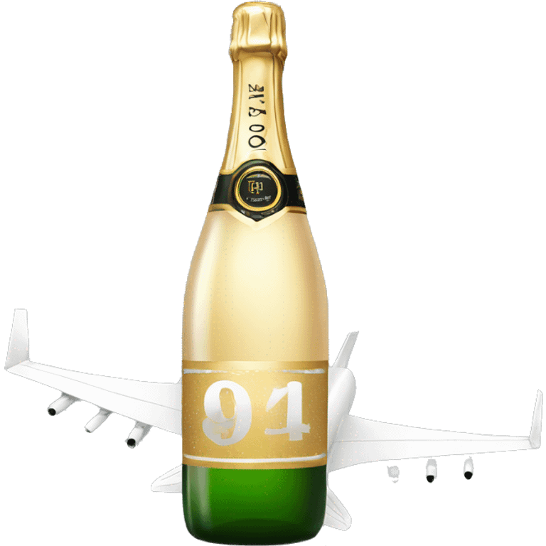 Jet on New Year’s with bottle of champagne  emoji