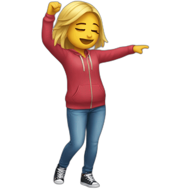 A girl dabbing  emoji