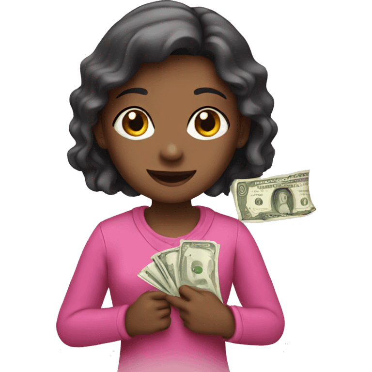 a girl with money in pink emoji