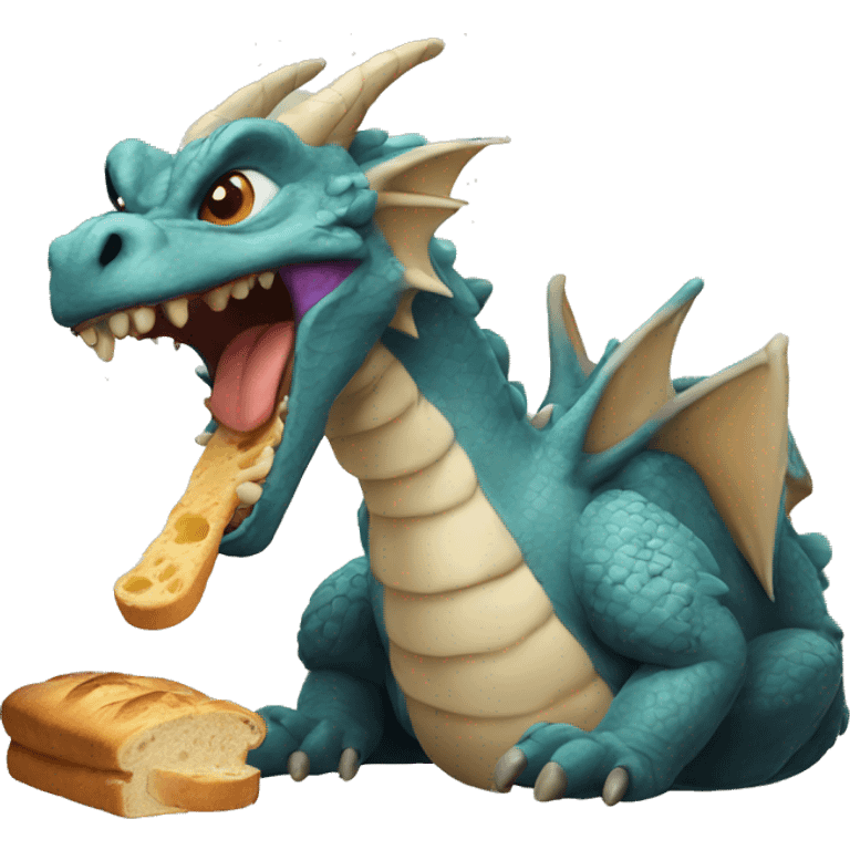 bread eating dragon
 emoji