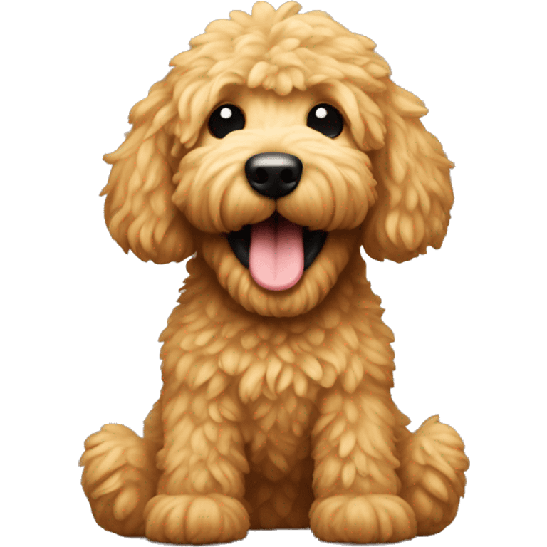 Golden doodle with human teeth and human arms and legs  emoji