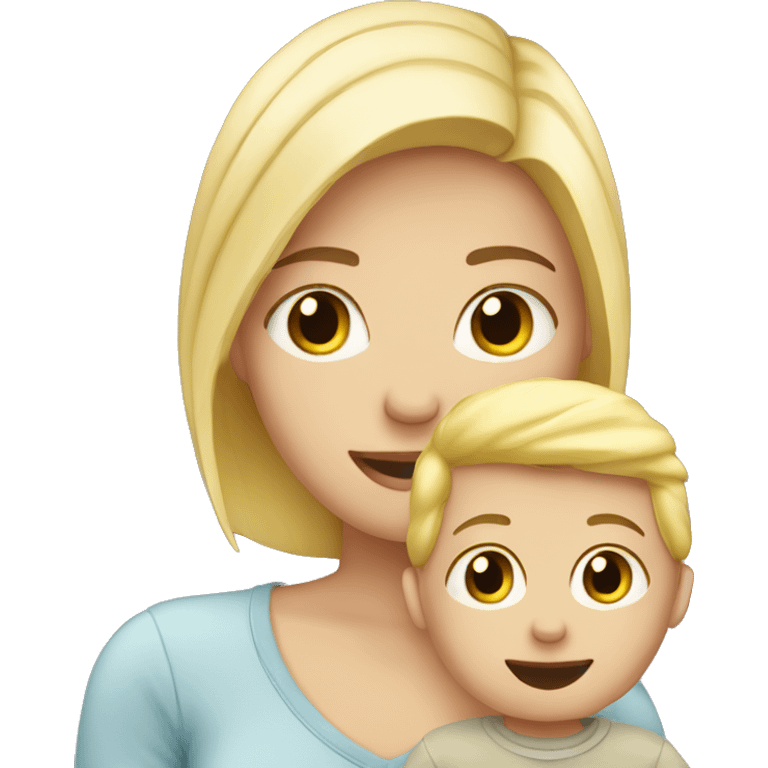 Blond girl with baby boy and husband emoji