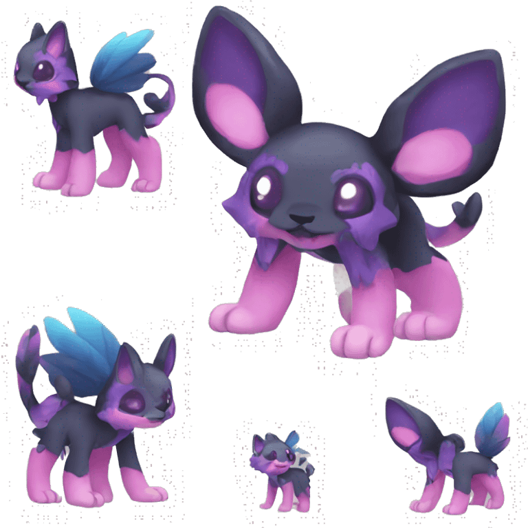 Cute cool black blue purple pink animal hybrid Fakemon full body emoji