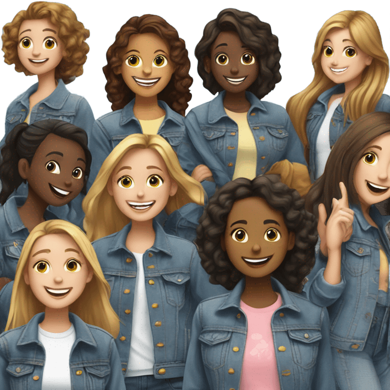 smiling girls in denim jackets emoji