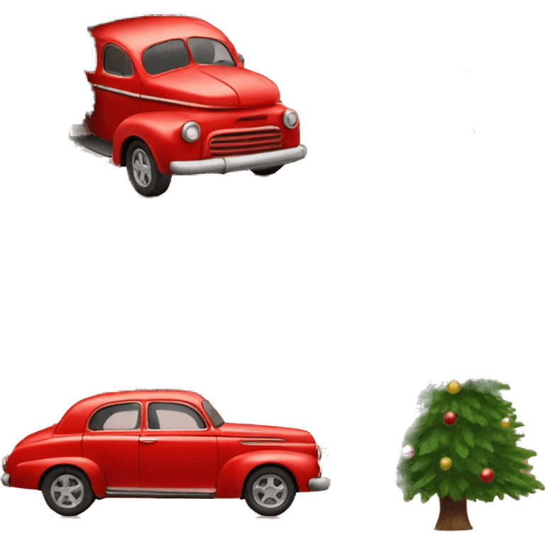 big red car with christmas tree  emoji