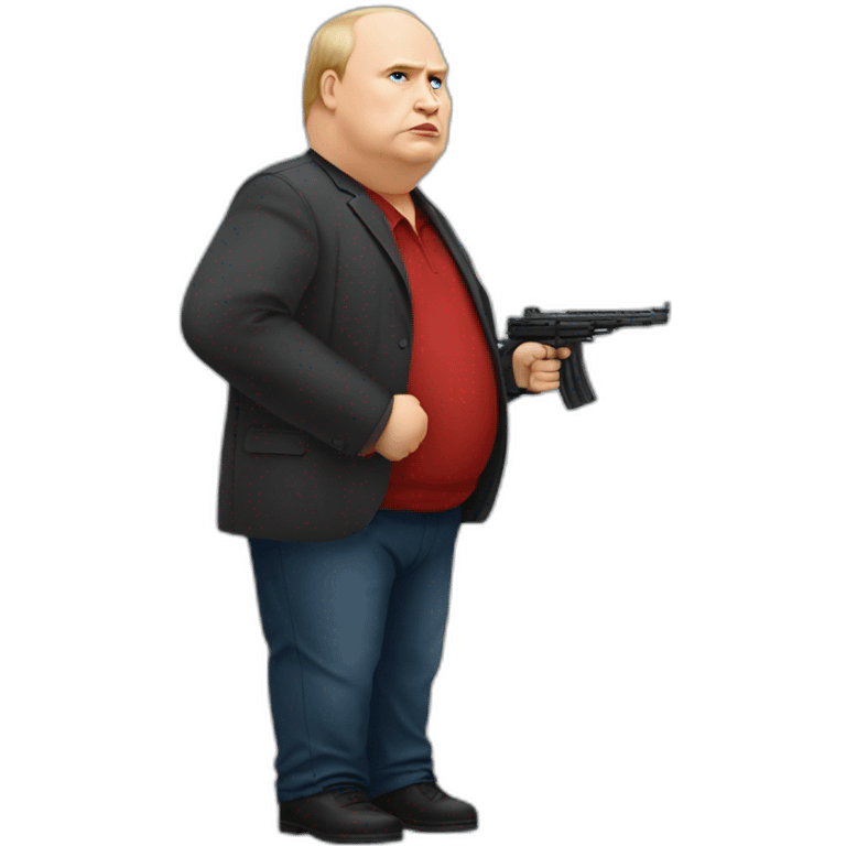 Vladimir Poutine morbidly obese Shooting nobody full body emoji