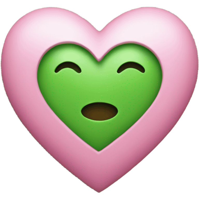 Half green and half pink heart emoji