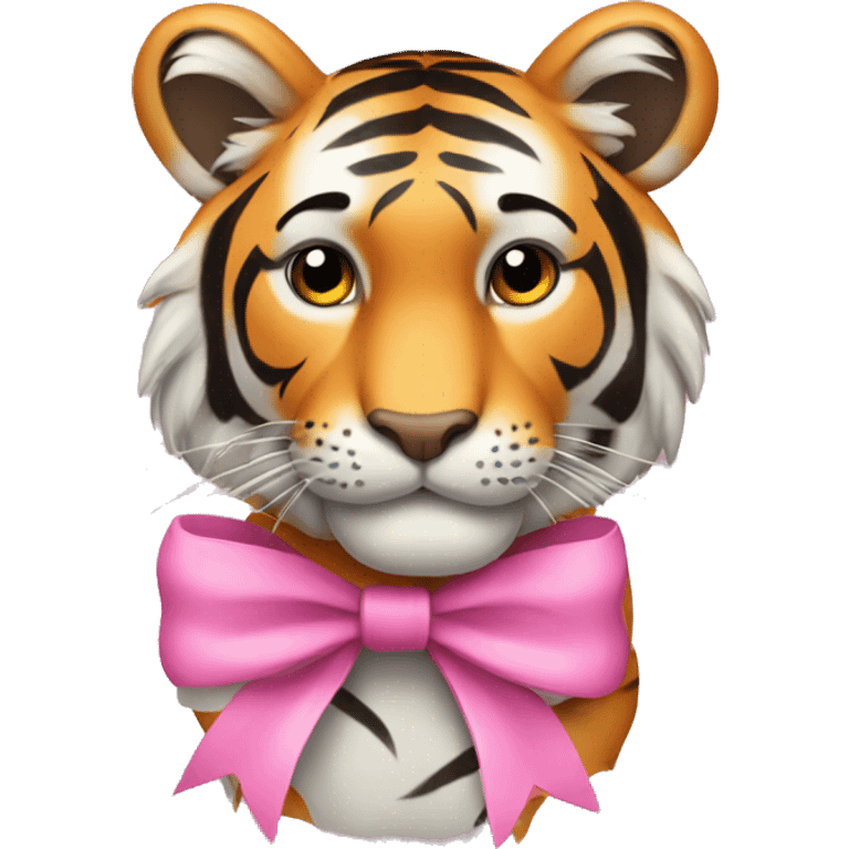 Tiger with a pink bow emoji