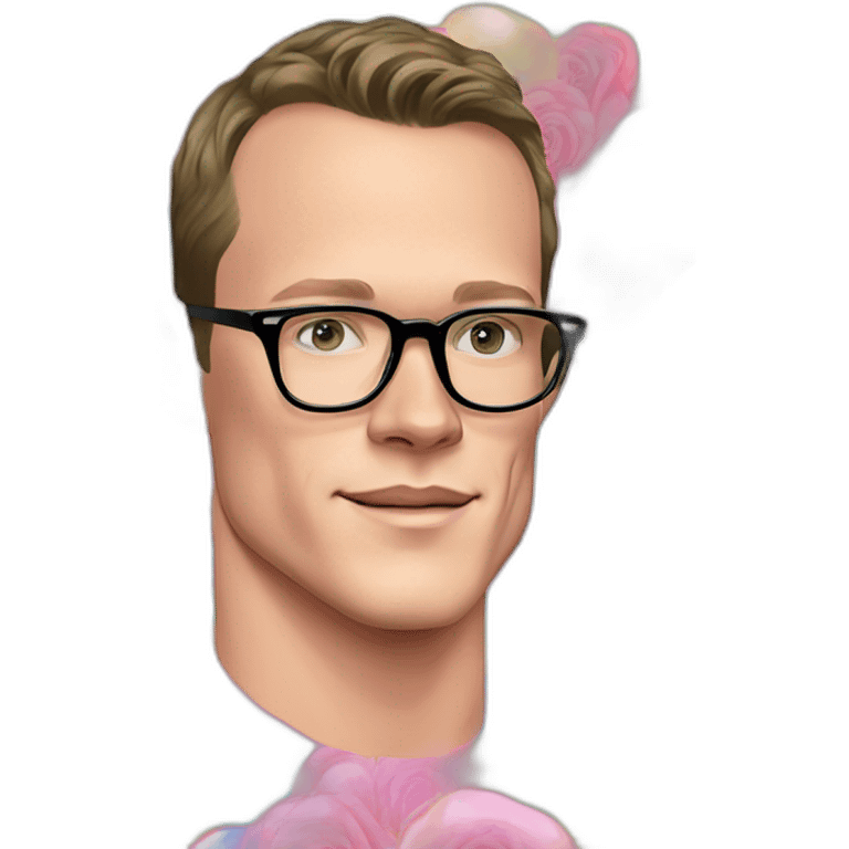 Jonathan Toews wearing glasses inside a rainbow bubble with pastel roses emoji