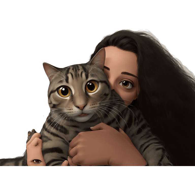 girl holding realistic cat emoji